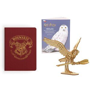 Harry Potter Hogwarts Journal and Hedwig Wood Model with Movie Book